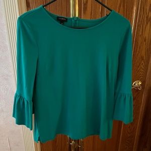 Talbots Teal Bell-Sleeve Cotton Knit Top